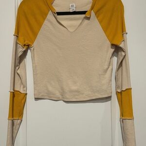 BDG Mustard and Beige Long Sleeve Top